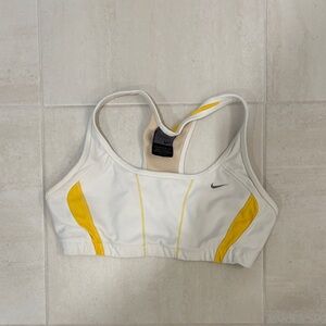 Nike White and Yellow Sports Bra